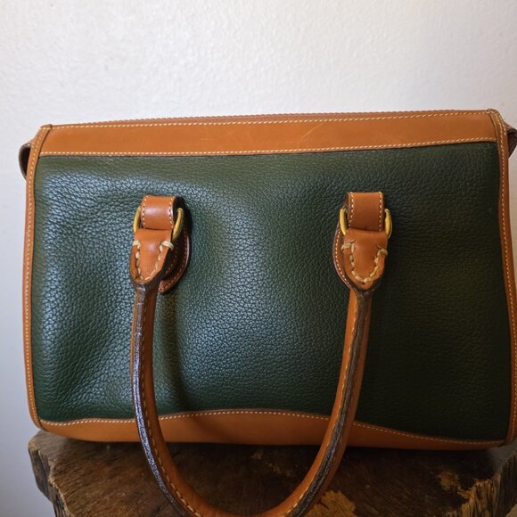 AWL Satchel Green Tan Leather Zip Top - Picture 7 of 16